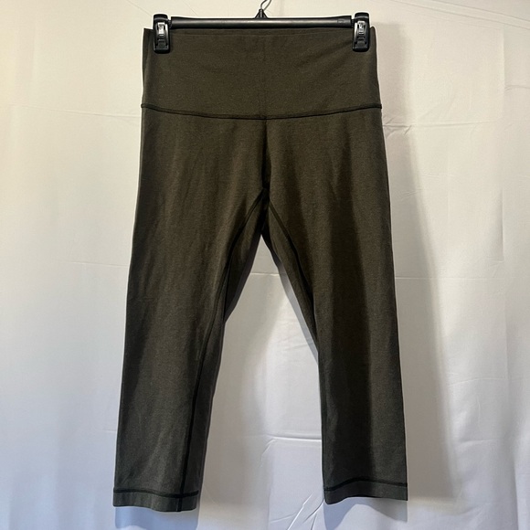lululemon athletica Pants - LULULEMON- Cropped High Waisted Olive Green Leggings Size 10